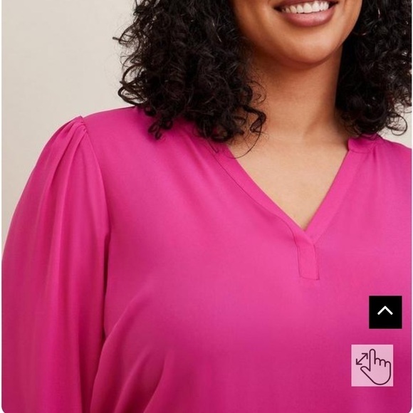 New Torrid Harper Georgette Pullover Puff Sleeve Blouse in Fuchsia Size 0 Large - Picture 10 of 10